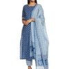 Women's Cotton Printed Straight Kurta with Palazzo & Dupatta Set multicolor